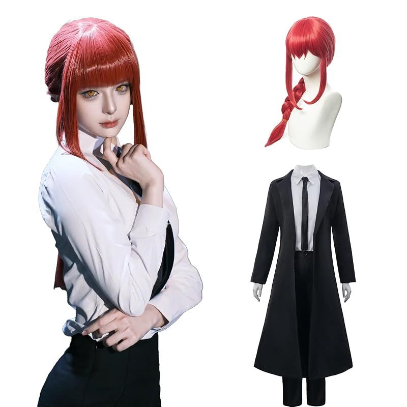 【新品】 [CR ROLECOS] マキマ コスプレ まきま コスプレ衣装 Makima 支配の悪魔 アニメ cosplay セット コスチューム ハロウィン 衣装 撮影会 (マキマ ウィッグ付き, M)