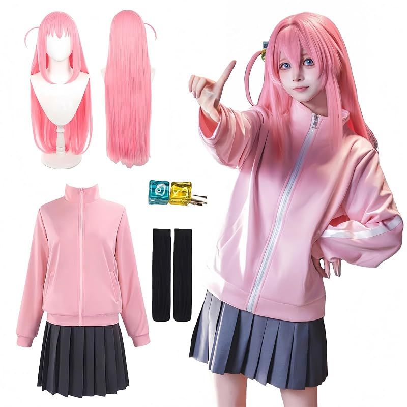 【新品】 [NOKIJP] 後藤ひとり コスプレ衣装 ぼっちざろっく コスプレ ぼっちちゃん ジャージ スカート ごとう ひとり コスプレ衣装 大人用 仮装 文化祭 イベント コスチューム （スカートVer.，XXL）
