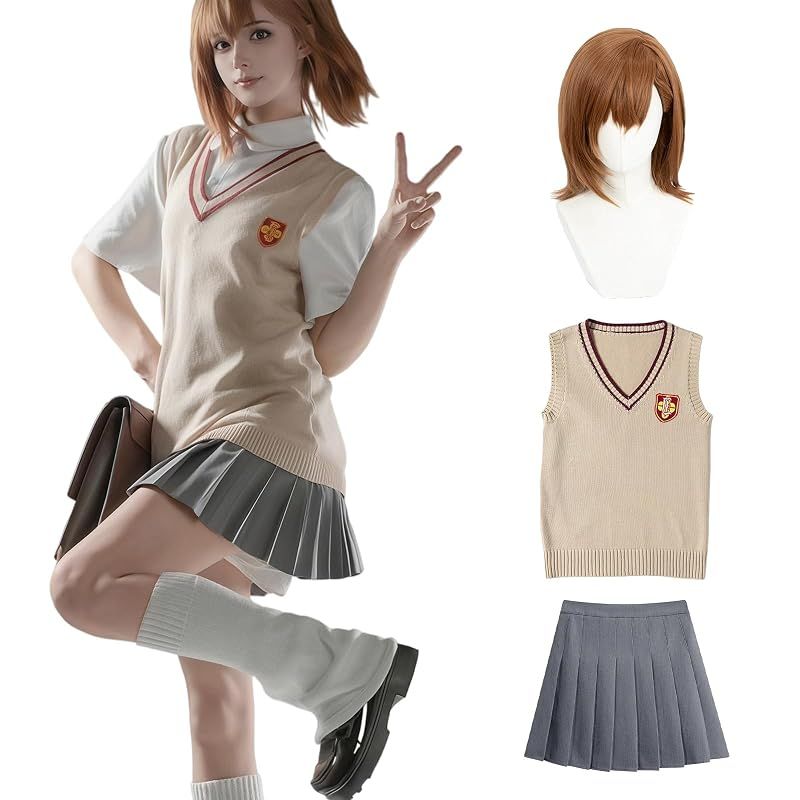 【新品】 [CR ROLECOS] 御坂美琴 コスプレ 常盤台中学 制服 みさか みこと コスプレ衣装 超電磁砲 セーラー服 上下セット JK COSPLAY 大人 アニメ コスチューム（22プリーツ仕様、S）