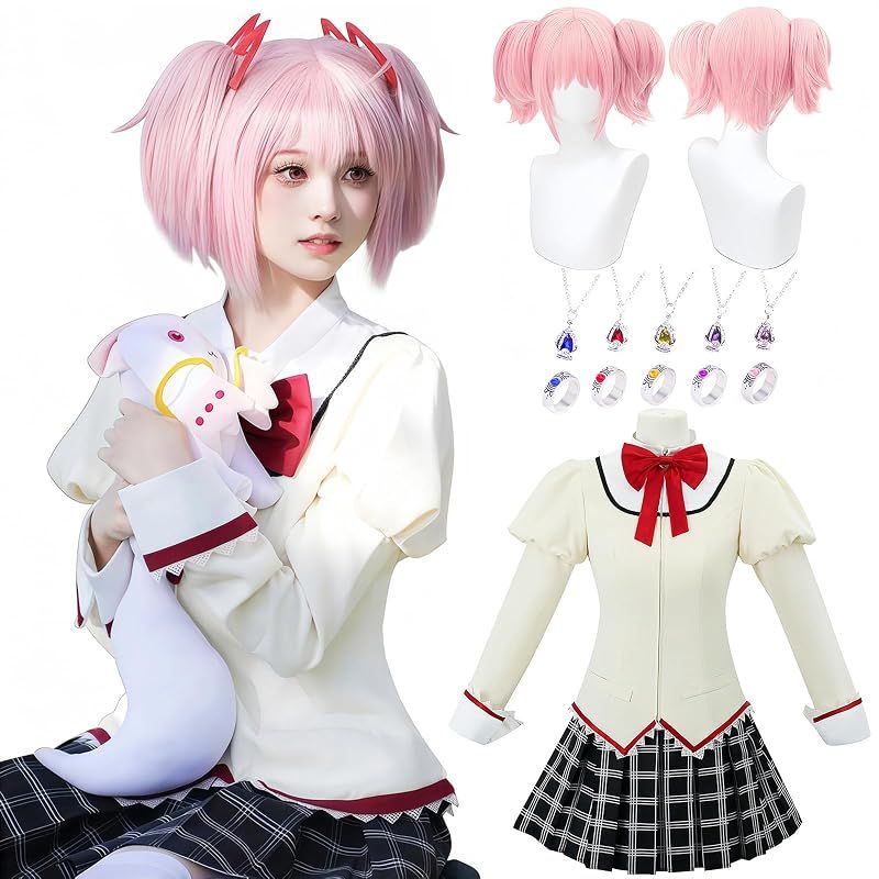 【新品】 [NOKIJP] まどマギ コスプレ 鹿目まどか コスプレ衣装 かなめまどか コスプレ まどか 魔法少女まどか 大人用 文化祭 イベント 仮装 魔法少女 まどかマギカ コスプレ衣装 cosplay（鹿目まどか 制服、M）