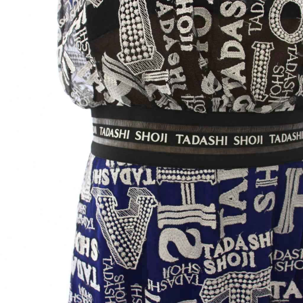 美品 TADASHI SHOJI タダシショージ メッシュ 刺繍 ワンピース タダシショージ TADASHI SHOJI ワンピース ひざ丈 ノースリーブ ロゴ