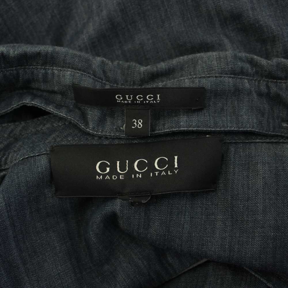 グッチ GUCCI ワンピース ロング ノースリーブ コットン 38 紺