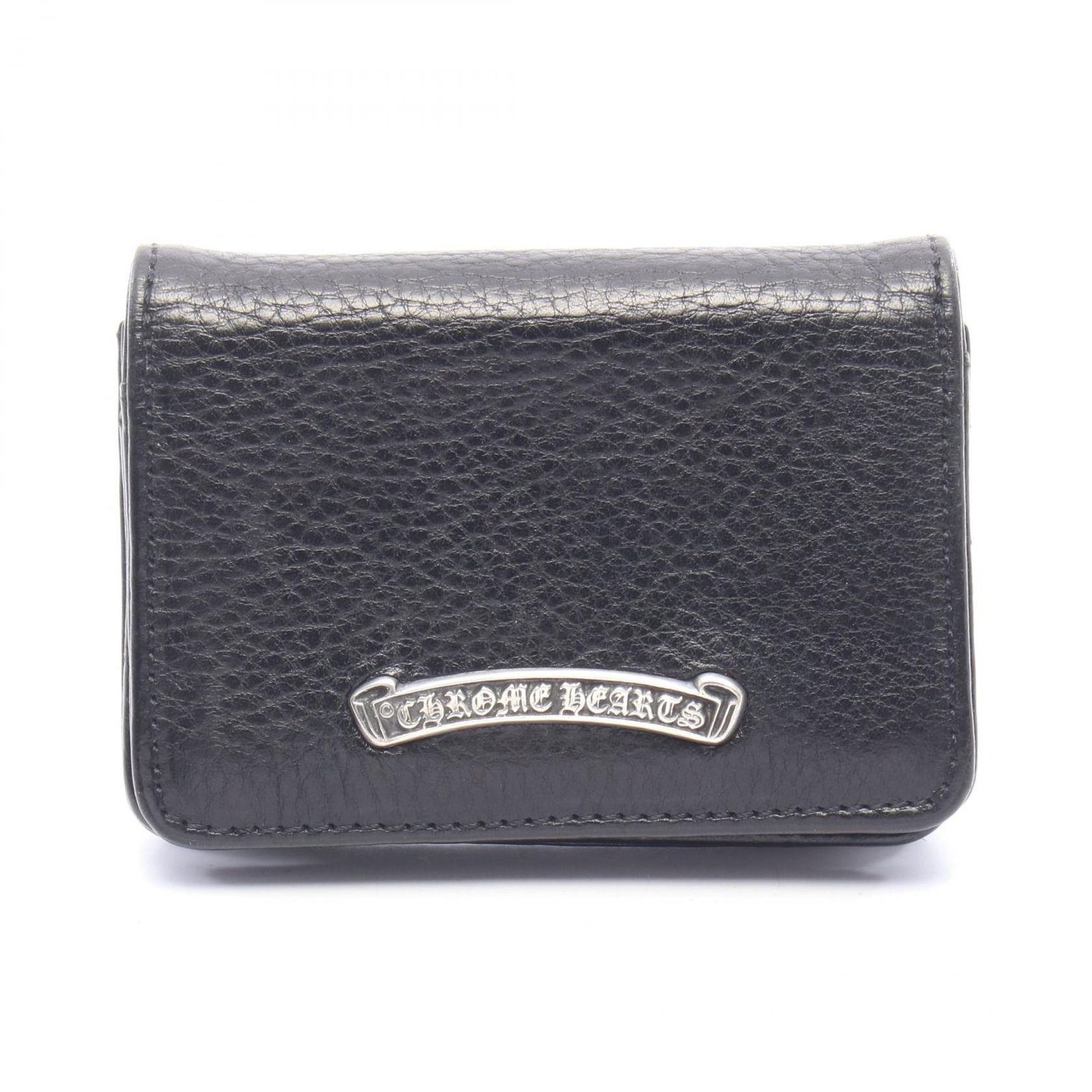 クロムハーツ CHROME HEARTS カードケース スクロールラベル 3ポケット レザー カードケース メンズ Used A