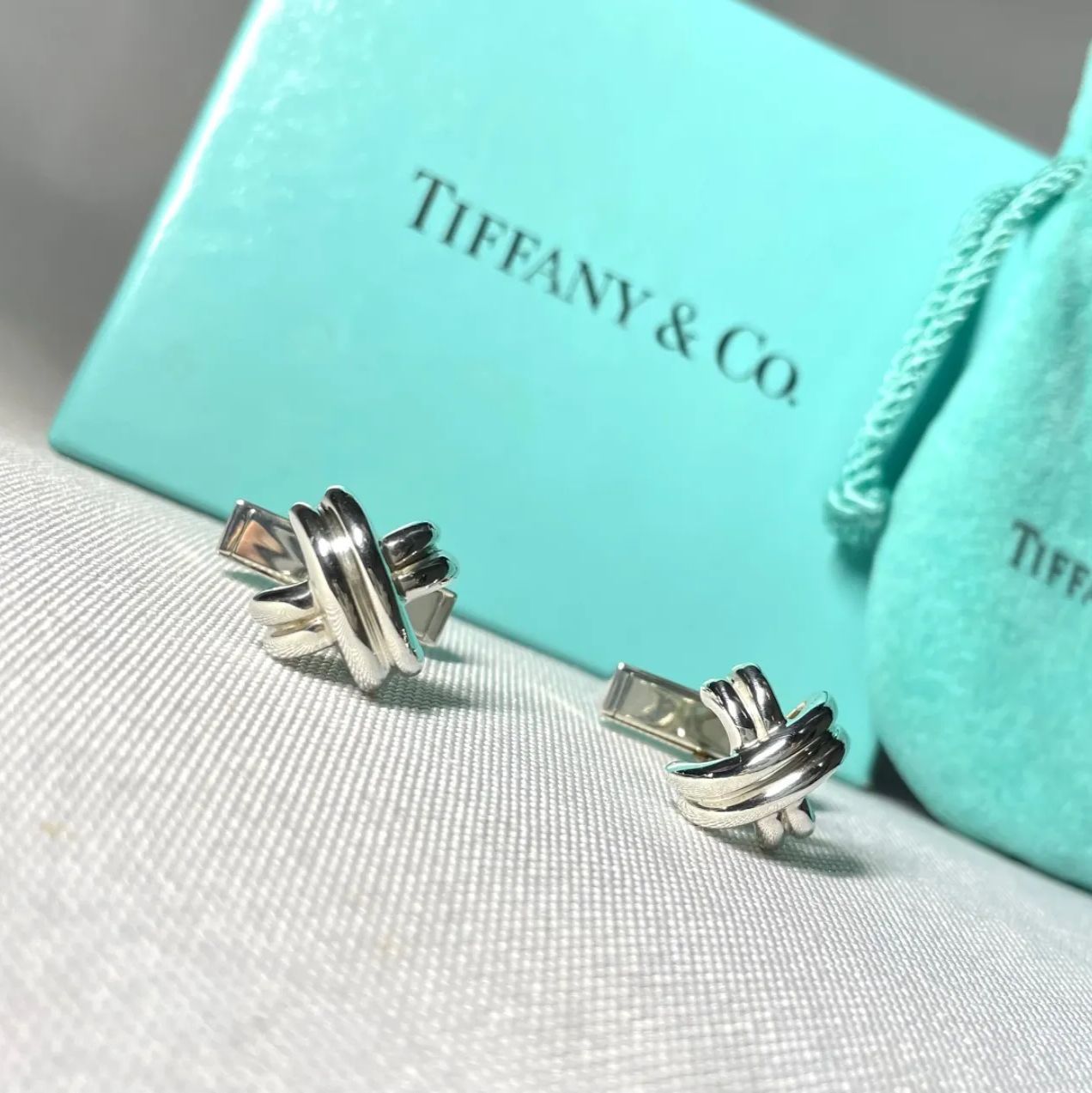 超美品　ティファニー　シグネチャー　クロスX　シルバー　カフス 美品 廃盤 Tiffany ティファニー シグネチャークロス スターリング