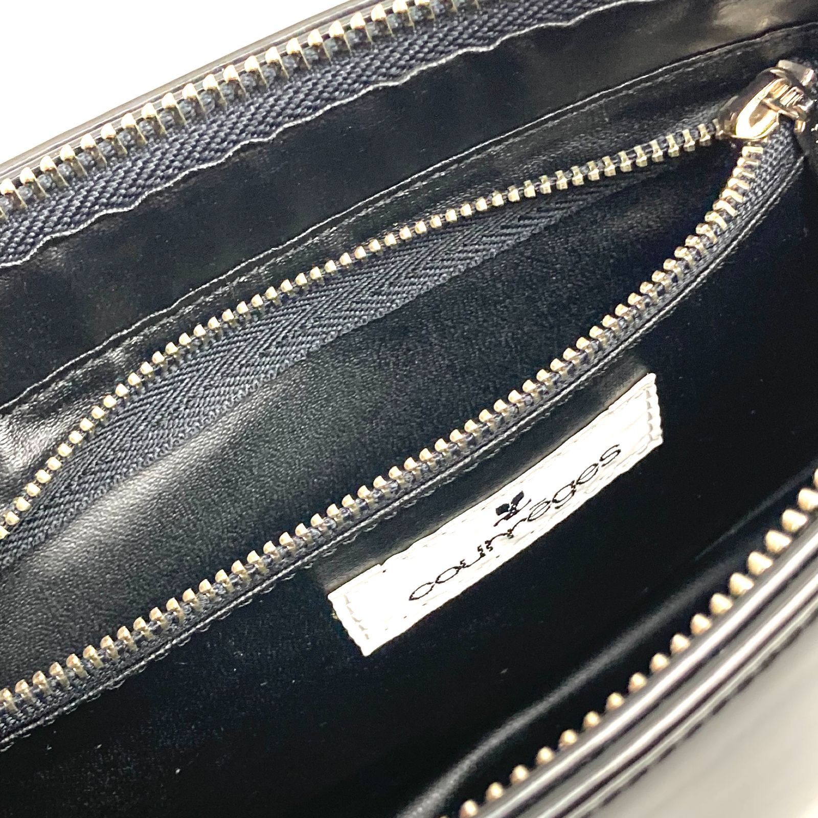t) Courreges クレージュ エナメル ワンショルダーバッグ BLACK ※ 中古