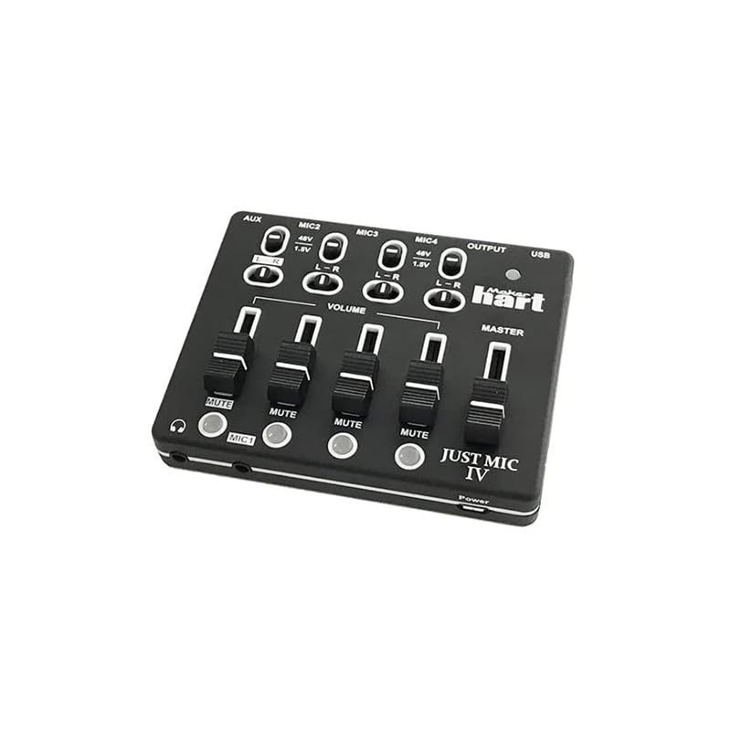 【新品】 Maker hart Just Mic IV 4チャンネル マイクミキサー/4 マイクIN/1 ステレオIN/2ステレオOUT/48V/1.5Vマイク電源付/USB オーディオOUT/USB電源