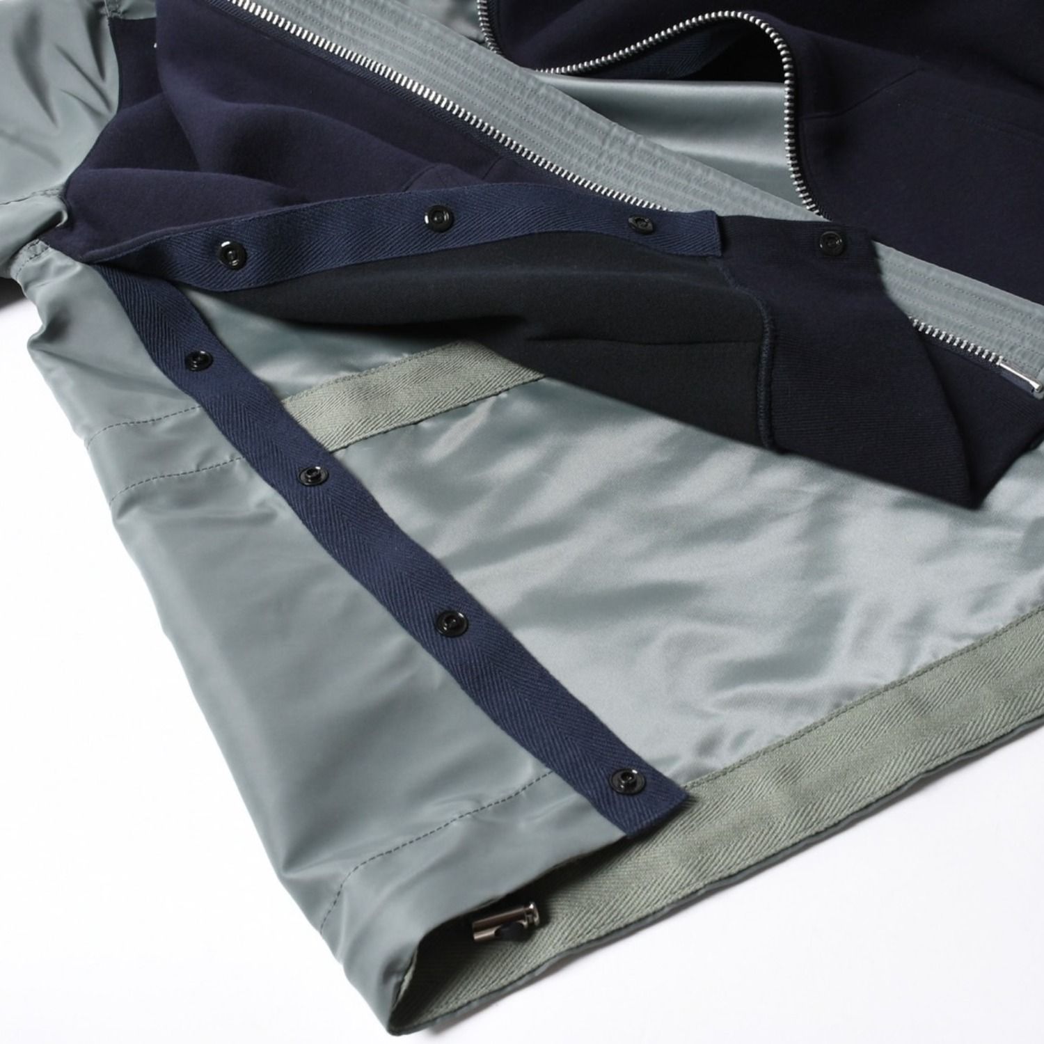 極美品 sacai サカイ ナイロンツイル × スポンジスウェット フーディ