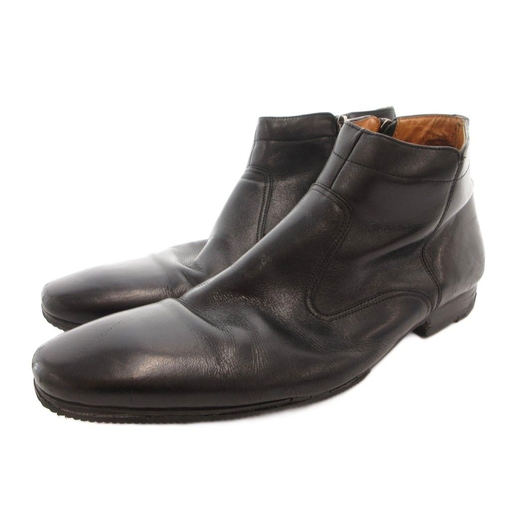 FLORSHEIM サイドジップブーツ ショート レザー 42 黒 ブラック /FF ■GY62