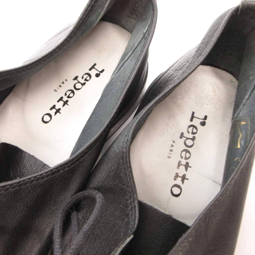 repetto レザー サンドリヨオン 39 グレー フラットシューズ レペット Repetto レザーシューズ 革靴 ビジネス 39 黒 ブラック /FF