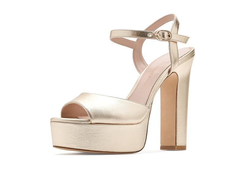 Stuart Weitzman Womens Shoe Heel Platform Stuart Weitzman Reade Platform Light Gold Gold