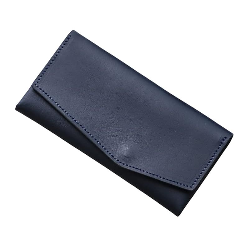 [statusy] il modo （イルモード） 日本製 薄くて小さい 本革 長財布 レディース メンズ (Navy, 右利き用)