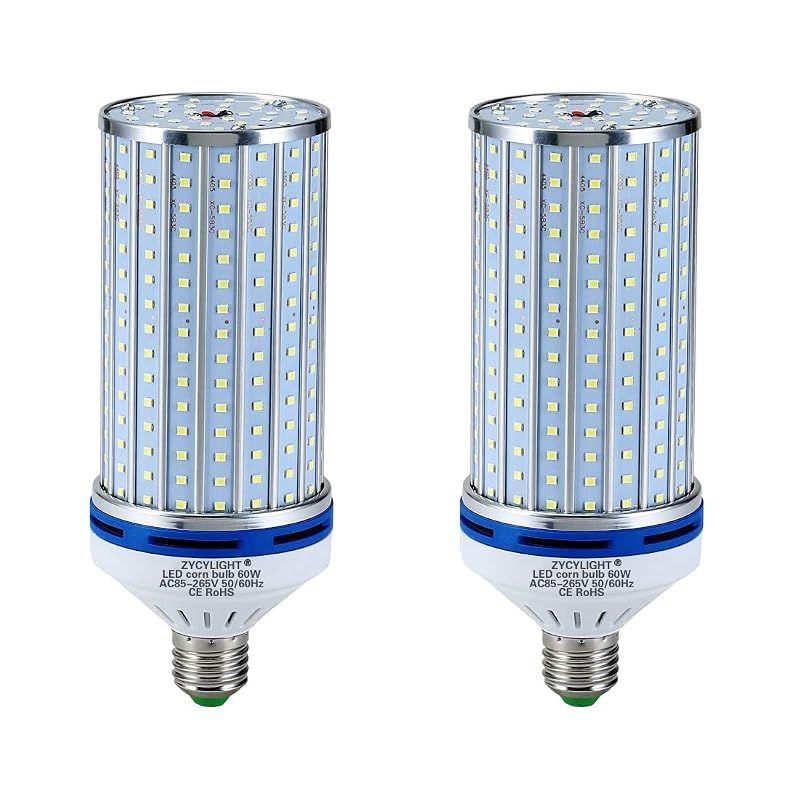 【新品】 LEDコーンライト LED電球 E26口金 6000LM 450W白熱電球相当 倉庫・納戸・駐車場・工場などに対応(昼光色, 60W), 2個入