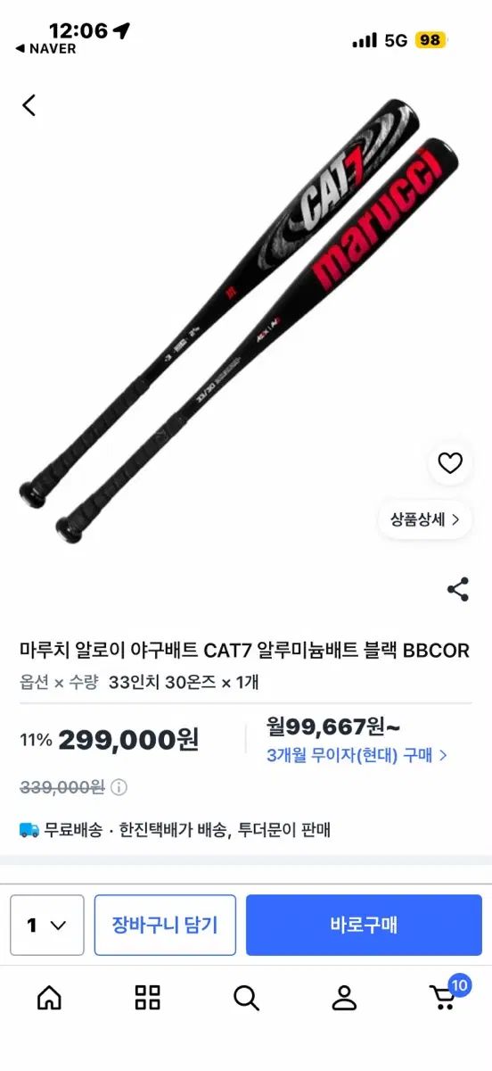 マルチルアロイ野球バット CAT7 ブラック BBCOR 33インチ 30オンス