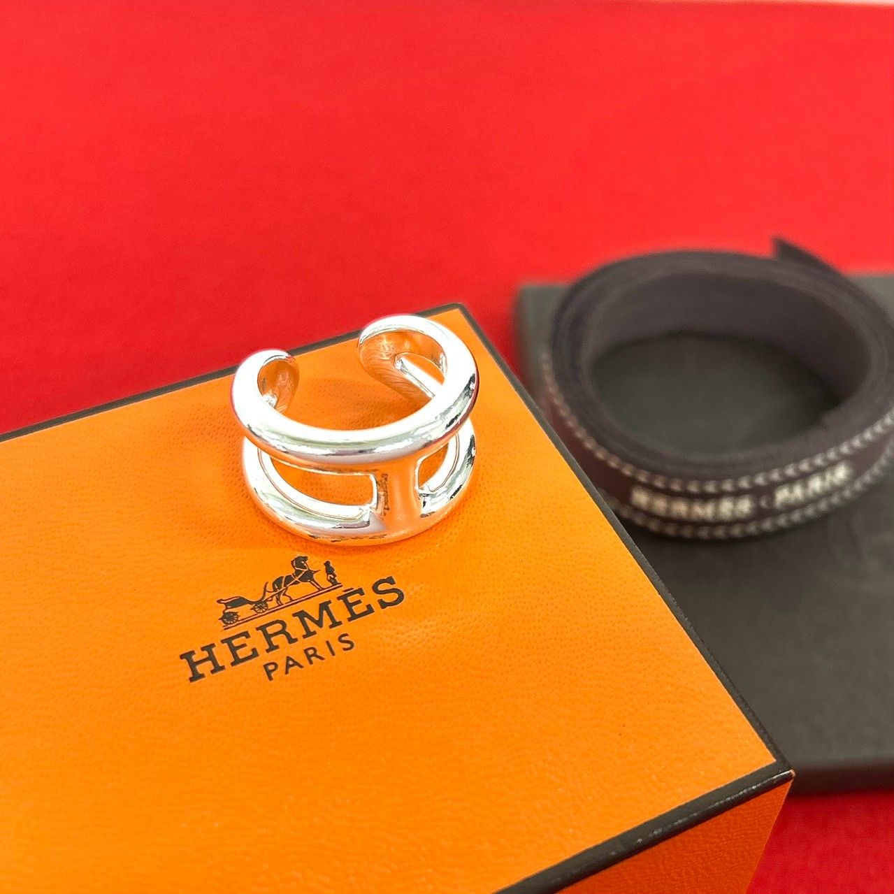 極 美品 保存箱付き HERMES エルメス オスモズ PM リング シルバー925