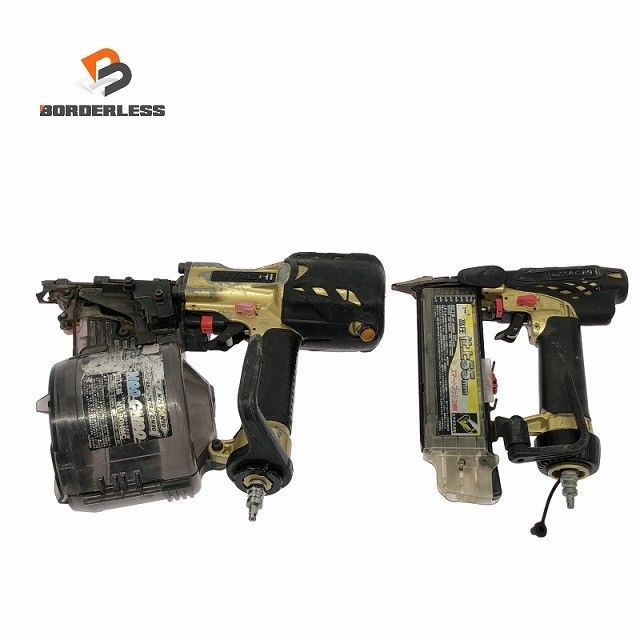 ☆中古品2点セット☆HITACHI 日立工機 高圧 仕上釘打機 NT55HM2 ロール釘打機 NV90HMC フィニッシュネイラ エア釘打機 エア工具134994