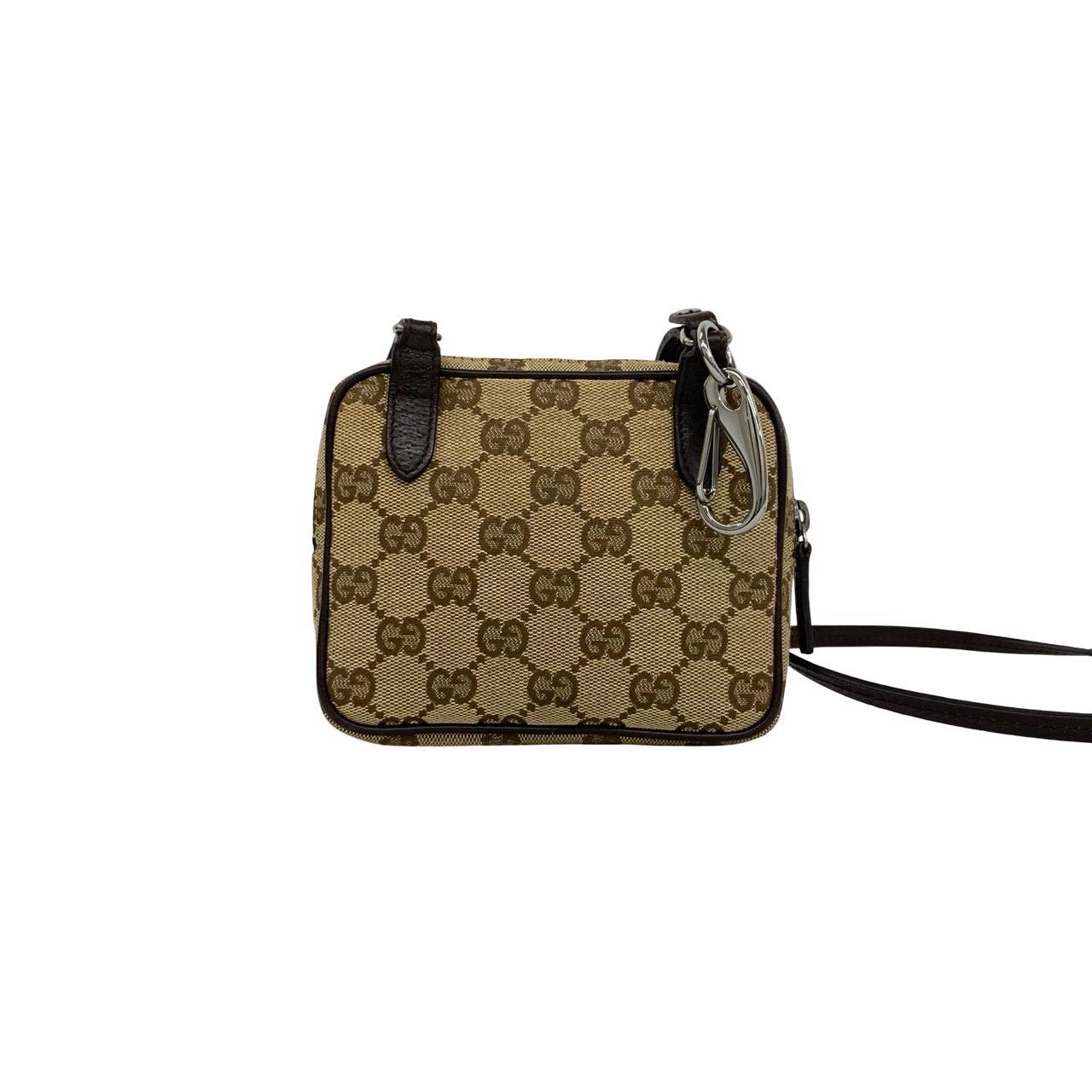 極 美品 希少品 GUCCI グッチ GG ロゴ 柄 キャンバス レザー 本革 ミニ 