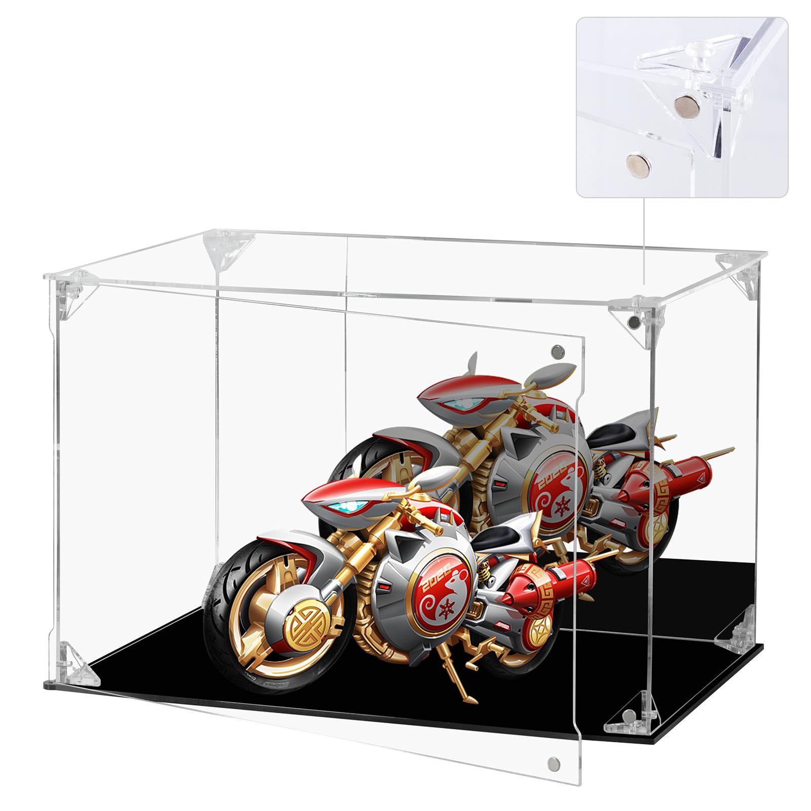 AMEITECH フィギュアケース マグネット式 開閉式 磁石付き前扉　背面ミラー　UVカット アクリル コレクションケース 開閉扉 高強度接続構造 コレクションケース 組み立て簡単 幅40ｘ奥行30ｘ高さ30cmym d3d834dd