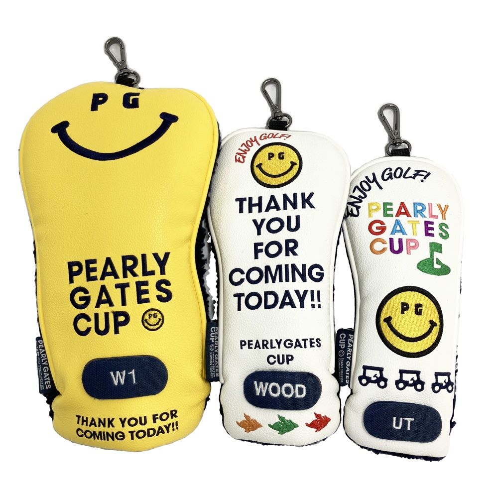PEARLY GATES パーリーゲイツ ヘッドカバー 3点セット 非売品 ニコちゃん イエロー系 DR FW UT [240101762512] ゴルフウェア ストスト
