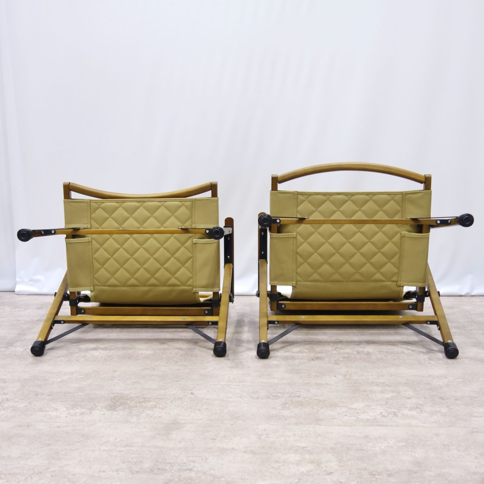 美品 クイックキャンプ QUICK CAMP チェア ウッド ローチェア 2脚
