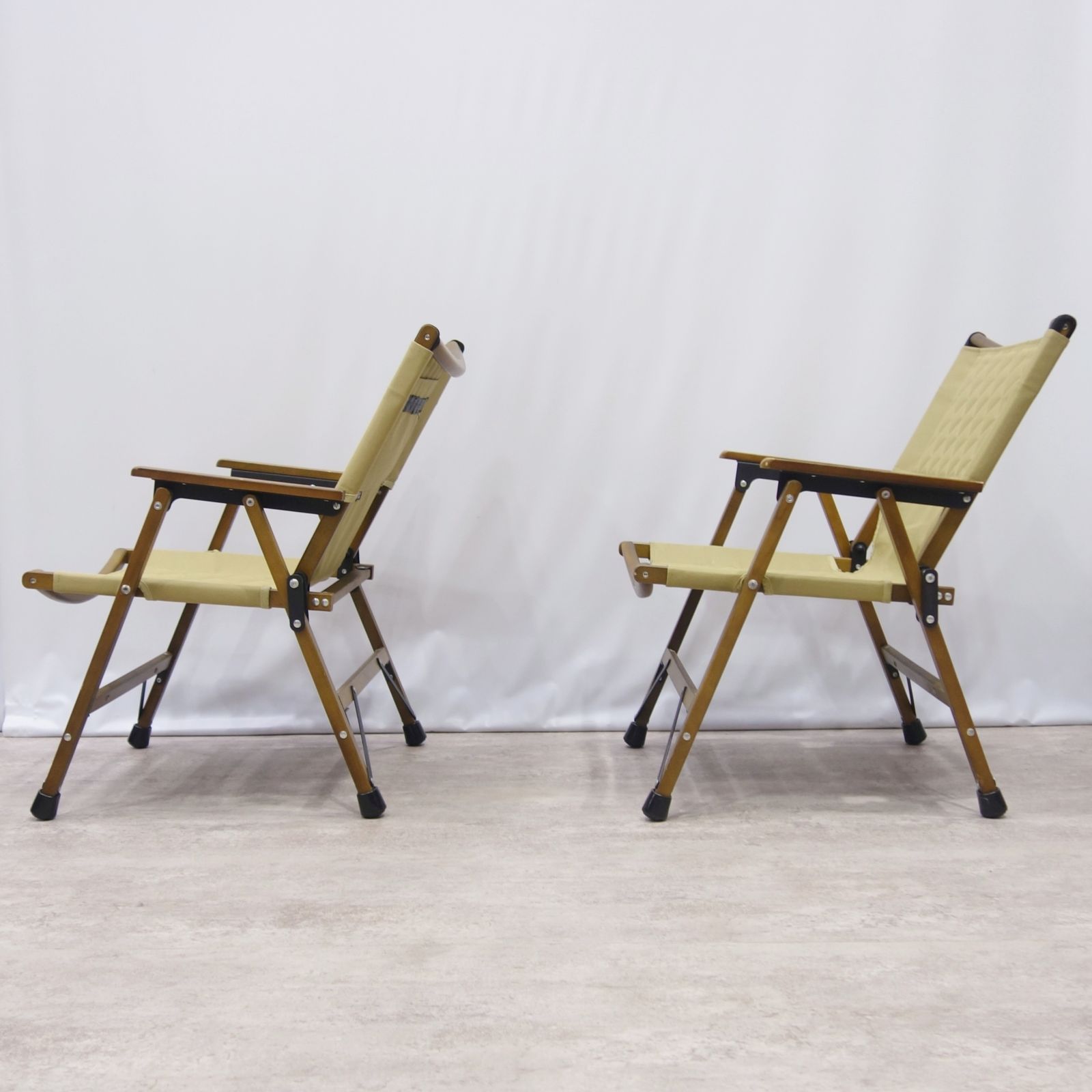 美品 クイックキャンプ QUICK CAMP チェア ウッド ローチェア 2脚