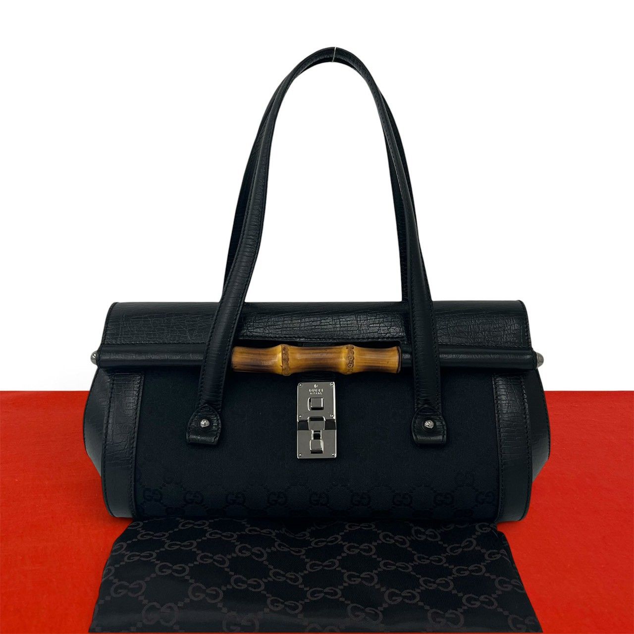 ほぼ未使用 袋付 GUCCI グッチ オールドグッチ バンブー GG ロゴ 