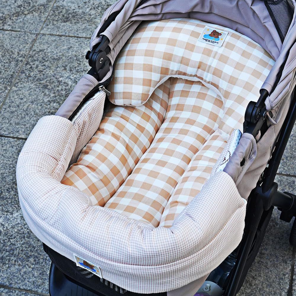 PARISDOG 犬 猫 接触冷感 ペットカート用 クールクッション 夏用 ペットカート用 コンフォーター ボルスター ジャカード生地 韓国ブランド パリスドッグ 【ベアジャカードコンフォートクッション】 (2点セット「あご乗せ+底クッション 20d1fd15