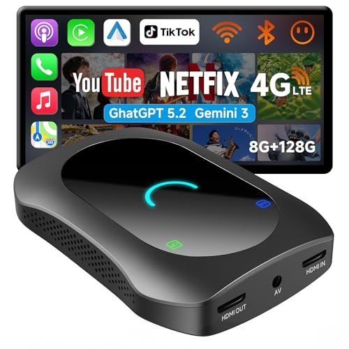 CarPlay AI Box [カープレイ ai ボックス] ワイヤレスCarPlay・Android Auto対応, [フルAndroid｜4G LTE対応] YouTube・Netflix・Spotify再生対応カービデオボックス｜[HD 20bd2a25