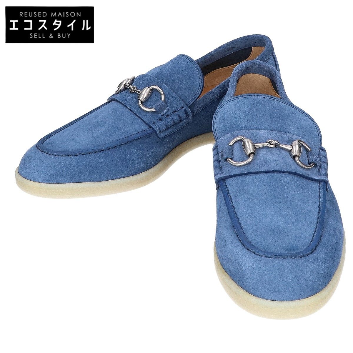 GUCCI　グッチ　782672 ブルー スエード ホースビット ローファー　6