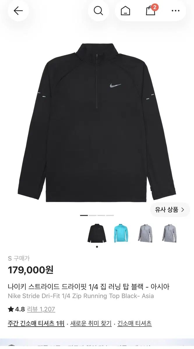 ナイキ ストライド ドライフィット 1/4 ジップ ランニング トップス ブラック 21,667円