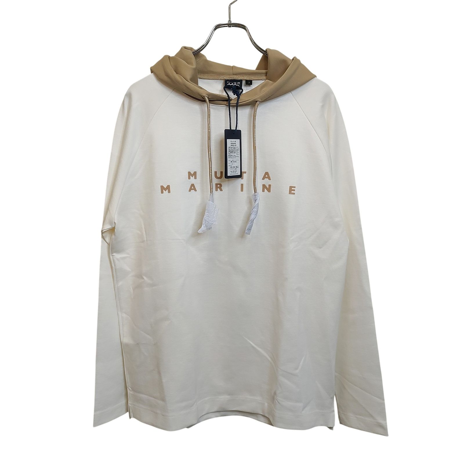 muta MARINE GOLF ムータ マリン ゴルフ High Tension Jersey Pull Over Hoodie ジャージー パーカー MMBC-210306 7 XL ホワイト×ベージュ メンズ