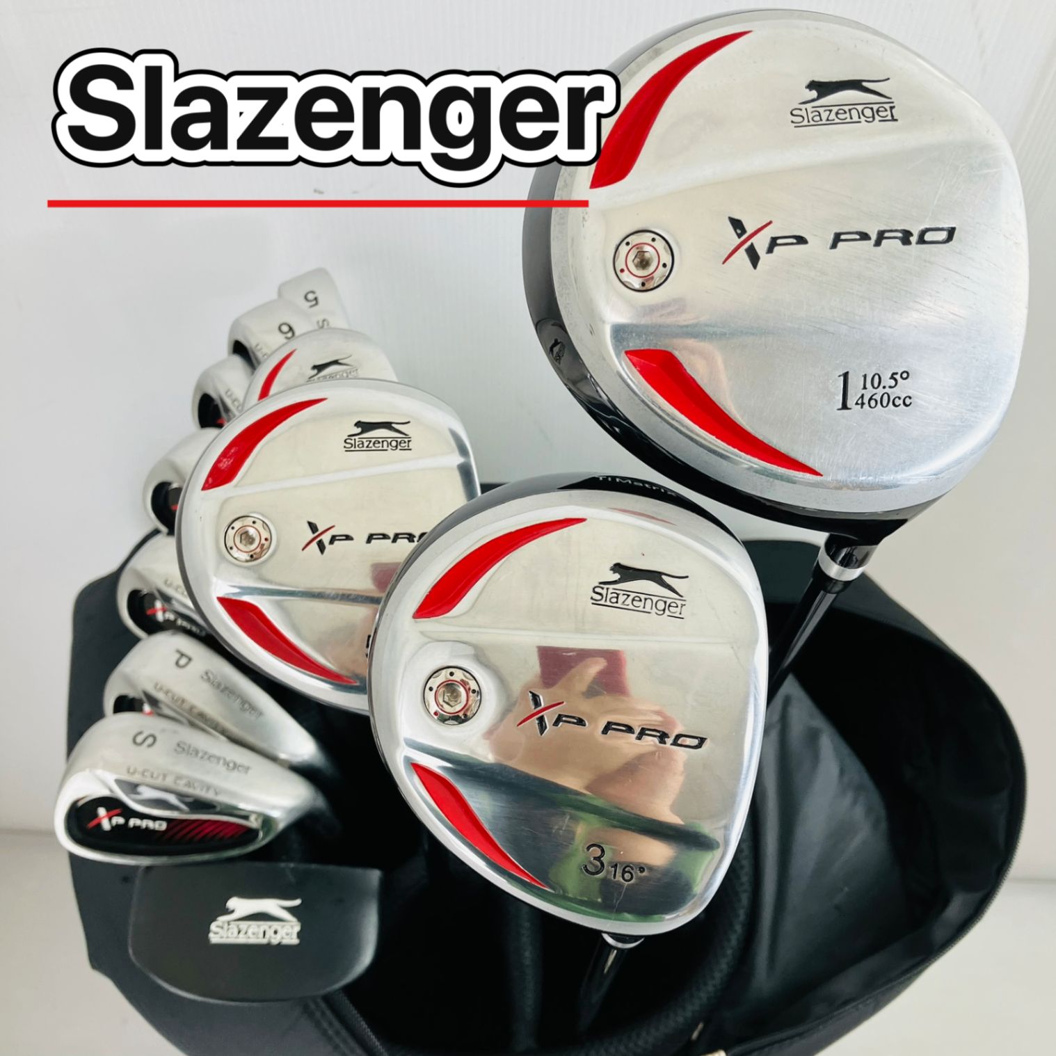 【保証付】Slazenger スラセンジャー XP PRO プロ ゴルフクラブ フルセット ゴルフセット クラブセット メンズ 初心者 入門 右利き パター付 安価 88Y-42