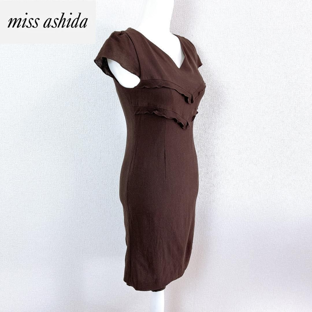 【美品】MISS ASHIDA 伸縮性有　ストレッチ半袖ドレスワンピース 9