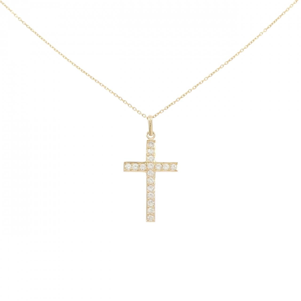 K18YG クロス ダイヤモンド ネックレス 0.35CT - メルカリ