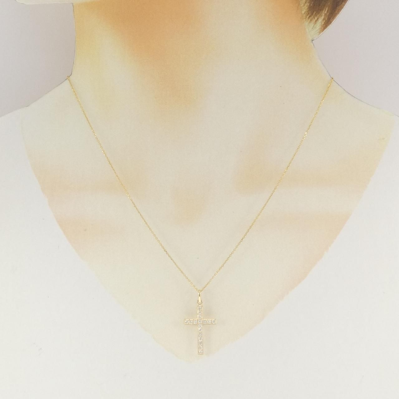 K18YG クロス ダイヤモンド ネックレス 0.35CT - メルカリ