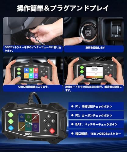 ★新品★OBD2 診断器 OB2自動車故障診断器 スキャナー自動車故障コードリーダー：バッテリー健康状態およびカーボンデポジットテスト対応の自動車診断ツール - BMW、メルセデス・ベンツ、アウディ、フォルクスワーゲン、アウディ車用のOBDエ ab78b5b2