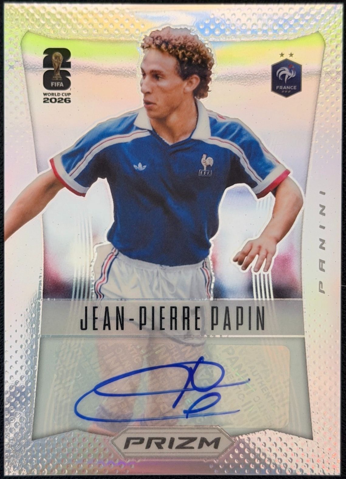 【9/8まで出品】Jean-Pierre Papin ジャン＝ピエール・パパン Panini Prizm FIFA World Cup Flashback 2026 /75 Silver Auto サイン 直筆 France
