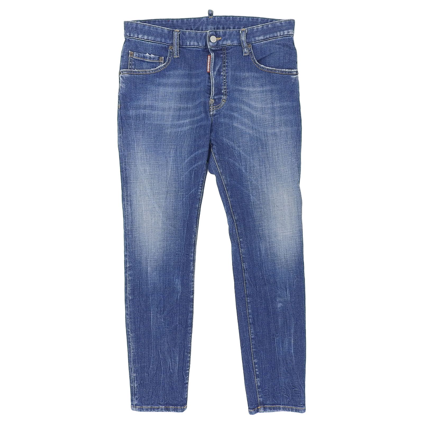 美品▲DSQUARED2 ディースクエアード 2024年製 S74LB1572 Super Twinky Jean レザーパッチ ストレッチ デニムパンツ 48 正規品 メンズ