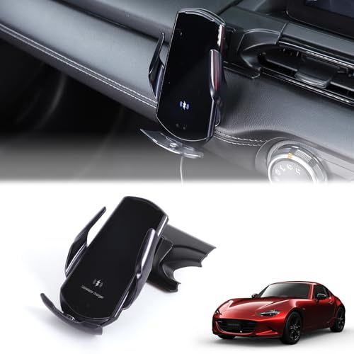 新型 マツダ ロードスター ND スマホホルダー 車載ホルダー ワイヤレス充電器 車 スマホスタンド 携帯 ホルダー スマホスタンド スイッチ エアコンボタン ABS製 片手操作 360度回転 全機種対応 取付簡単 カー用品（ワイヤレス充電式 fe54208c