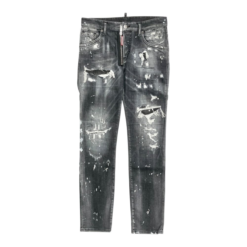 美品 DSQUARED2 ディースクエアード 21AW Skater Jean スケータージーン デニム スキニー パンツ ペイント ダメージ加工 サイズ42 黒 メンズ 古着 中古 USED 19,528円