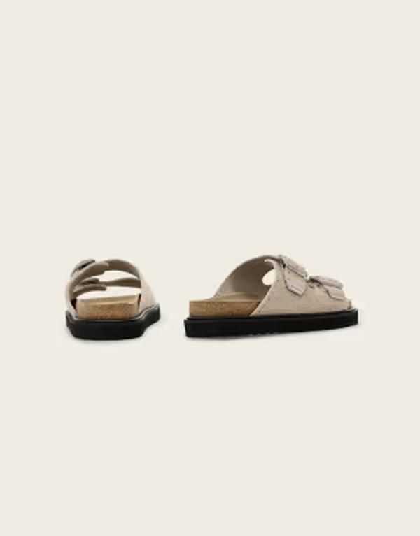オールセインツ メンズ シューズ サンダル スエード AllSaints Randal double strap buckle fuzzy suede sandals Cloud Gray グレー