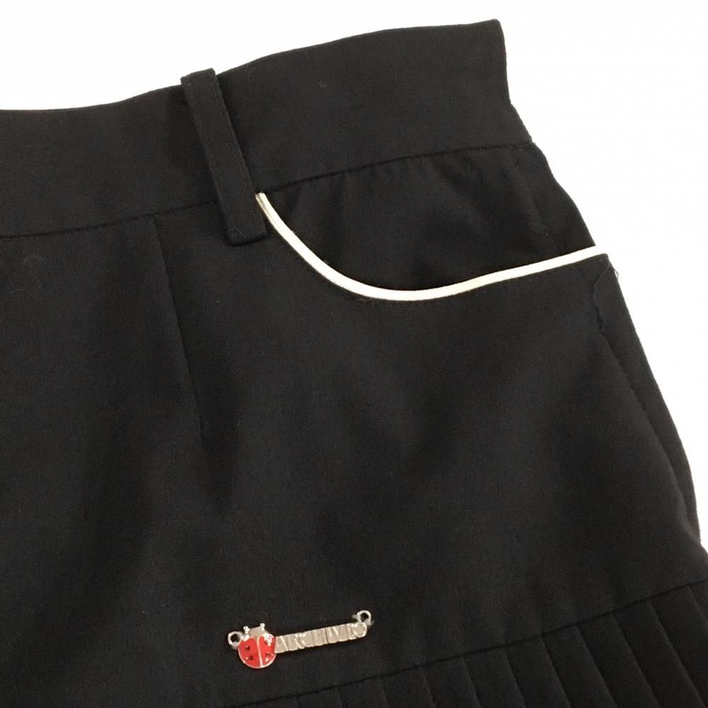 美品】アルチビオ スカート 黒×白 裾プリーツ 内側インナーパンツ