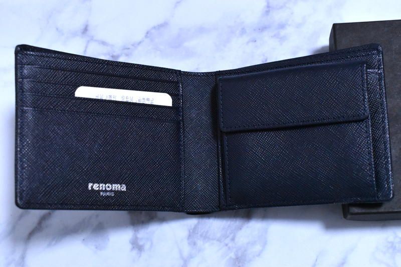 定価1万1000円】新品 renoma PARIS 牛革 二つ折り財布 2899 コン