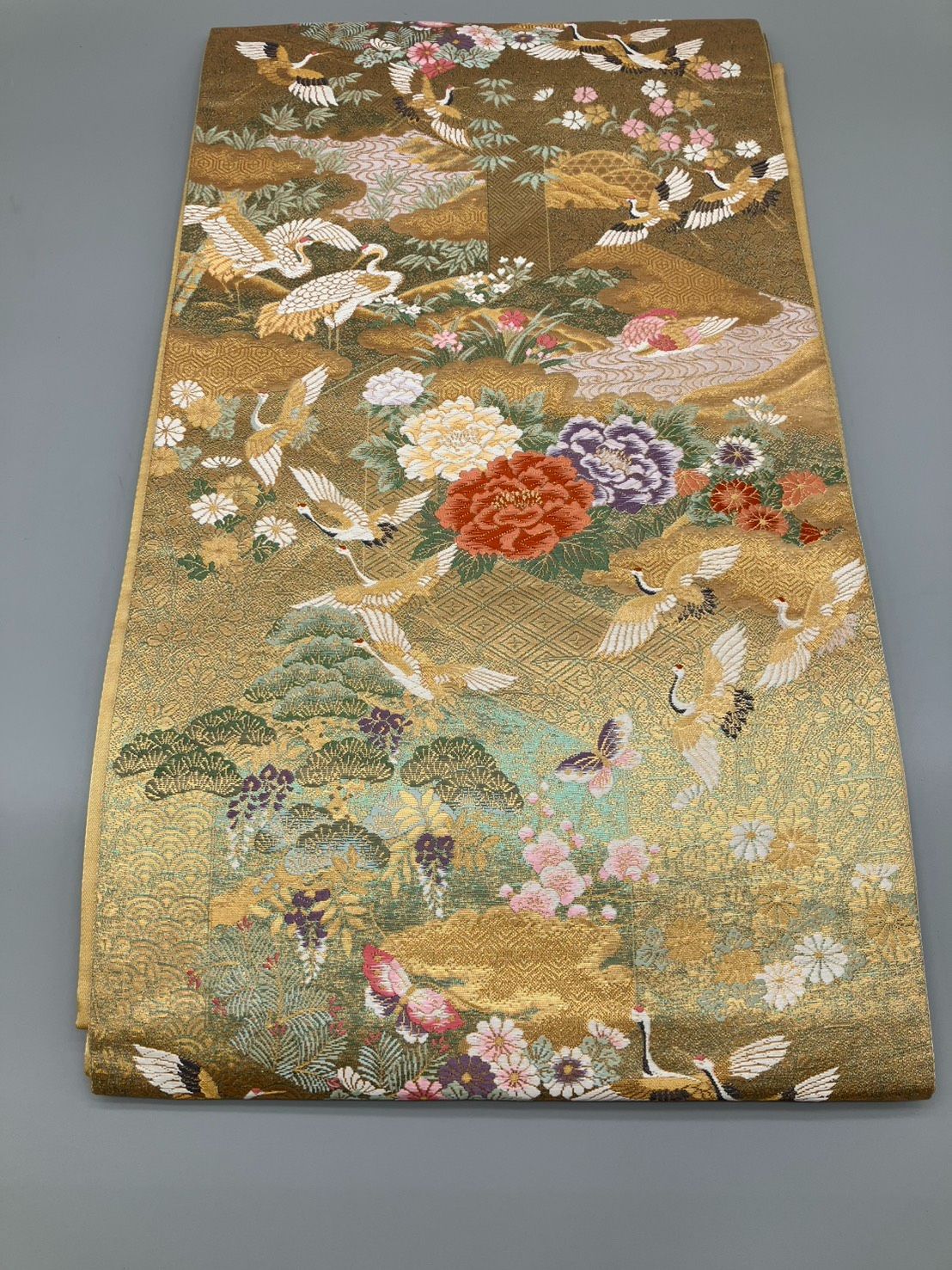 美品】金糸を使用した豪華な袋帯 鶴 - メルカリ