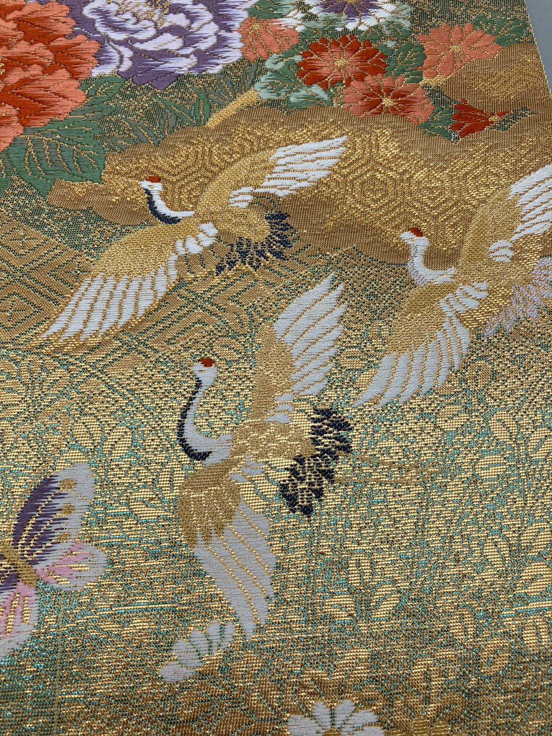 美品】金糸を使用した豪華な袋帯 鶴 - メルカリ