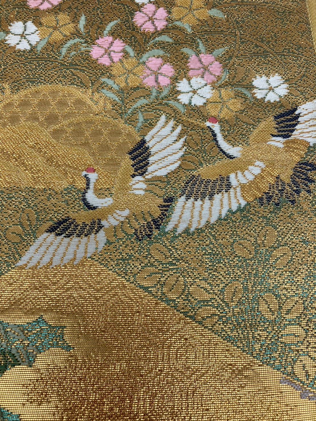 美品】金糸を使用した豪華な袋帯 鶴 - メルカリ
