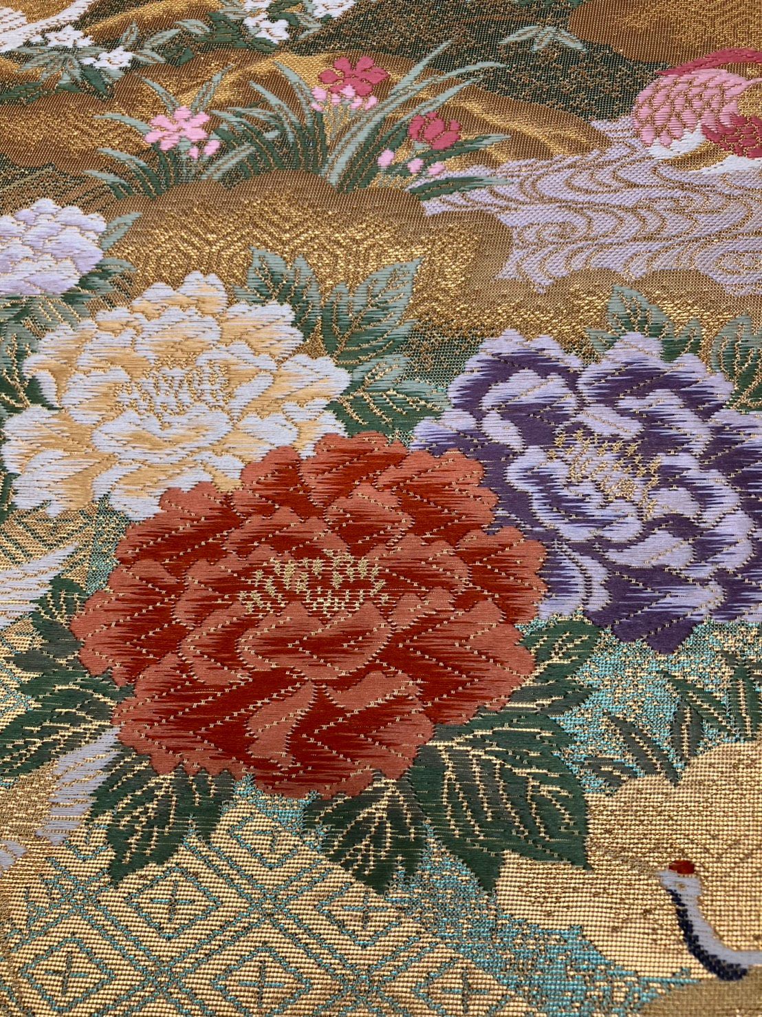 美品】金糸を使用した豪華な袋帯 鶴 - メルカリ