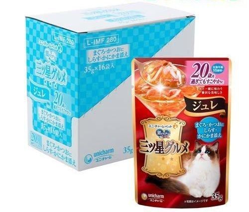 訳あり 7ボールセット (箱やぶれ)三ツ星グルメ パウチ ジュレ まぐろ・かつおにしらす・かにかま添え(35g*16袋入) ×7ボールセット【北海道/沖縄/離島発送不可】 6,916円