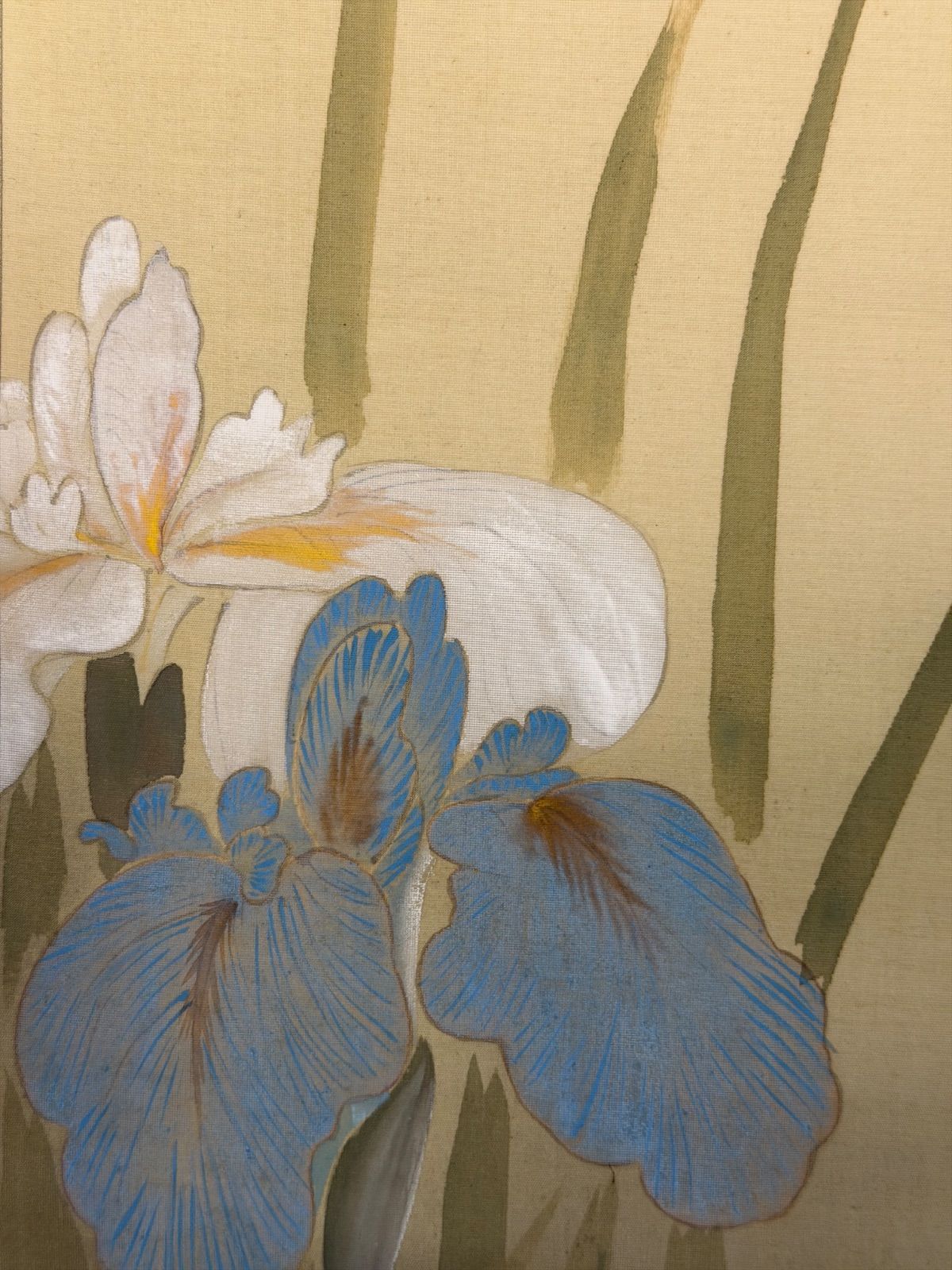 肉筆 真斎 掛軸 花菖蒲に蜻蛉 彩色 絹本 昭和 - メルカリ