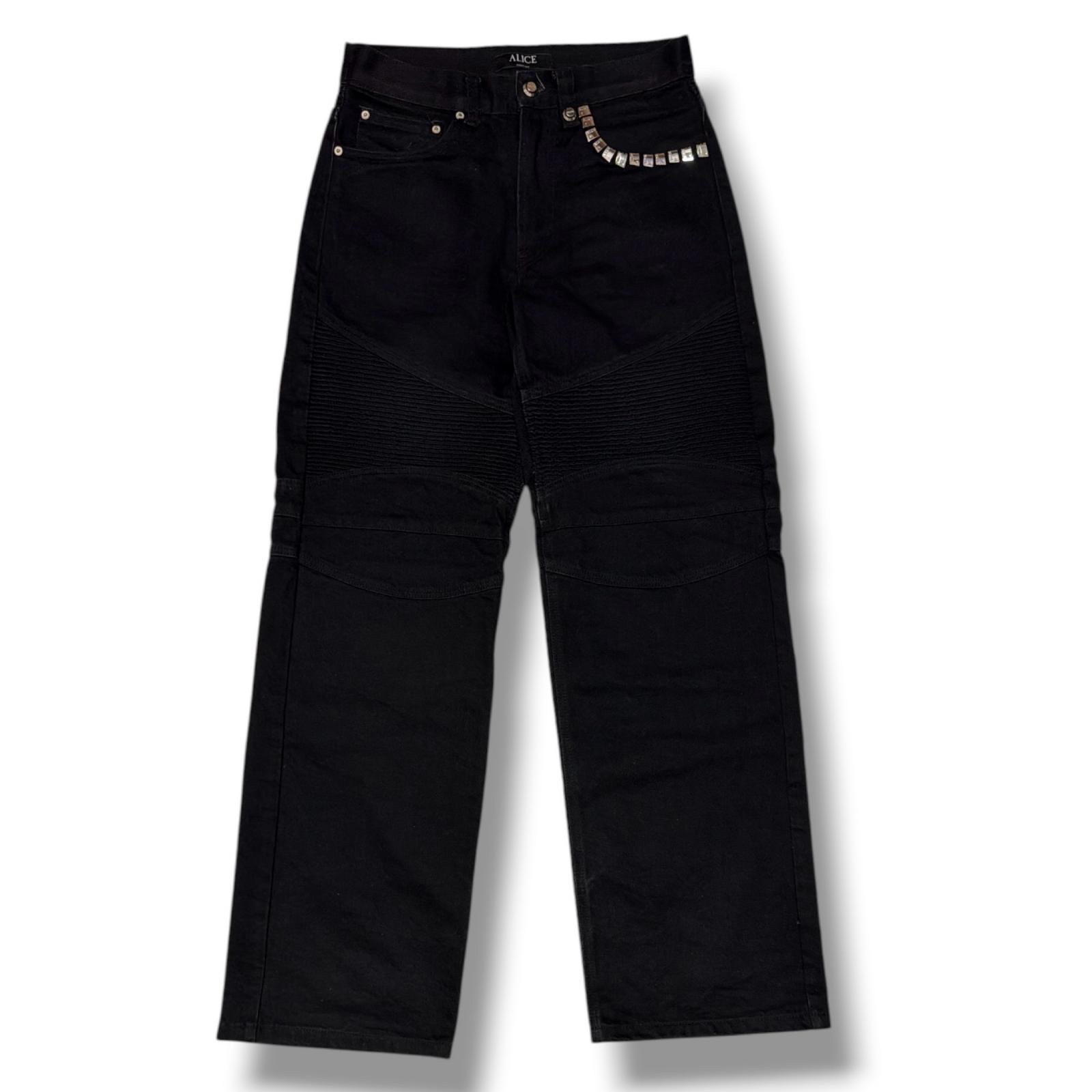 参考上代41800円 ALICE HOLLYWOOD WIDE LEG BIKER JEAN ワイドレッグバイカージーンズ デニム アリスハリウッド ブラック S （24814M）