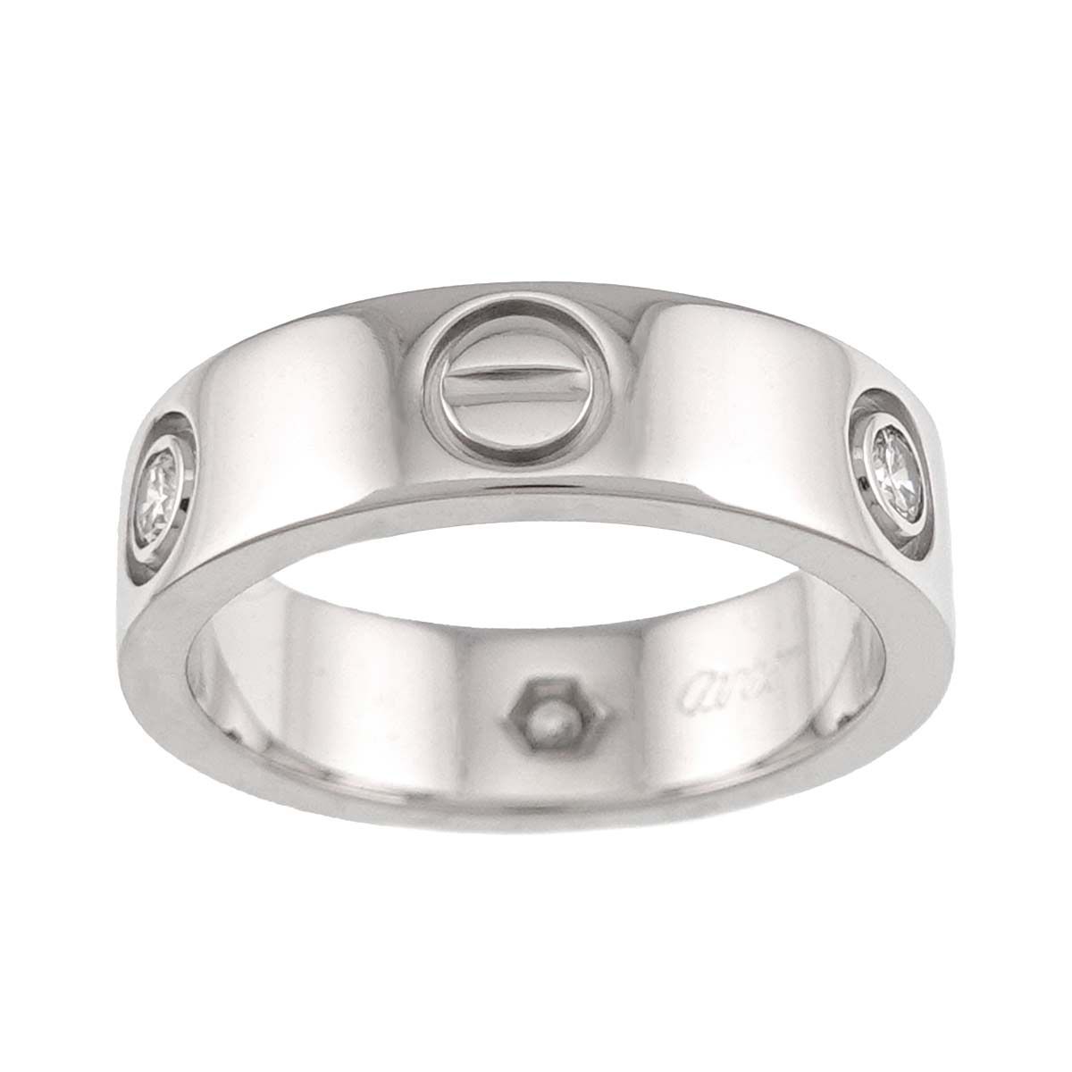カルティエ Cartier ラブ #51 リング ハーフ ダイヤ 3P K18 WG